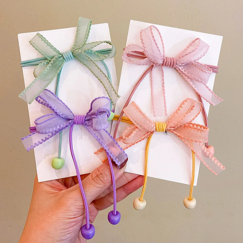 

4pcs/ Fairy Temperament Streamer Hair Loop Headband Bow Hair Accessories Girl Tie Hair Rubber Band Hair Rope Headband