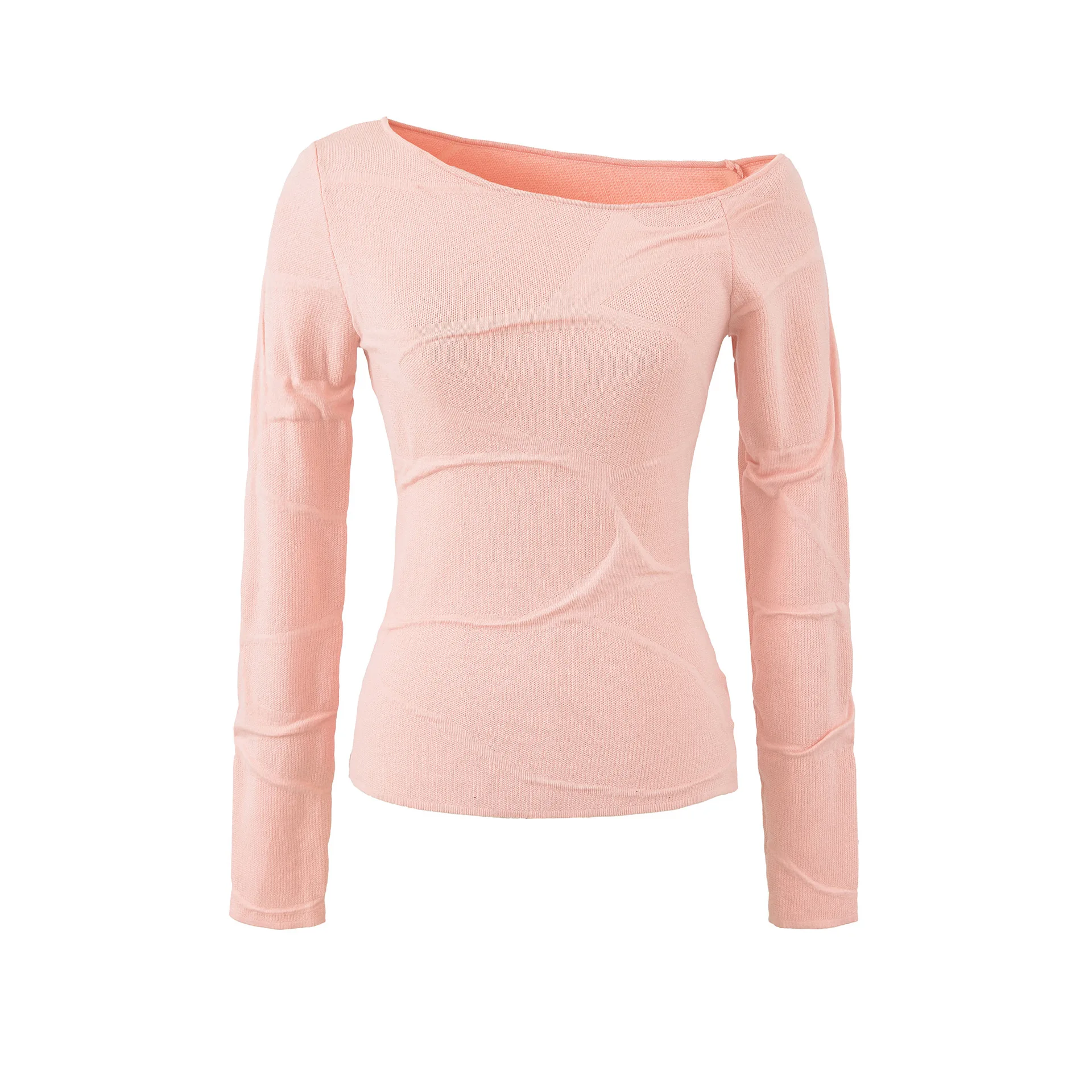 Early Spring New French Style Casual Pure Desire Sexy Shoulder Slim Fit Knitted Solid Color Sweater For Woman Elegant Charm 6DSP