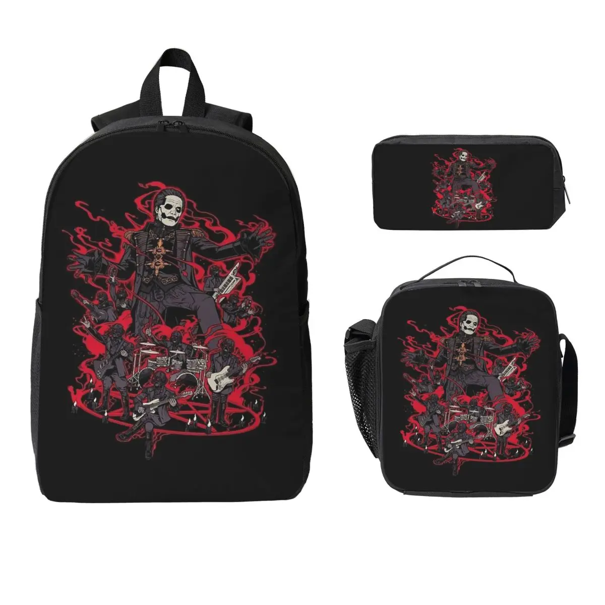 

Tobias Forge Ghost Backpack Boys Girls BookBag School Bag Laptop Shoulder Bags 3ps Insulated Lunch Bag Pencil Case