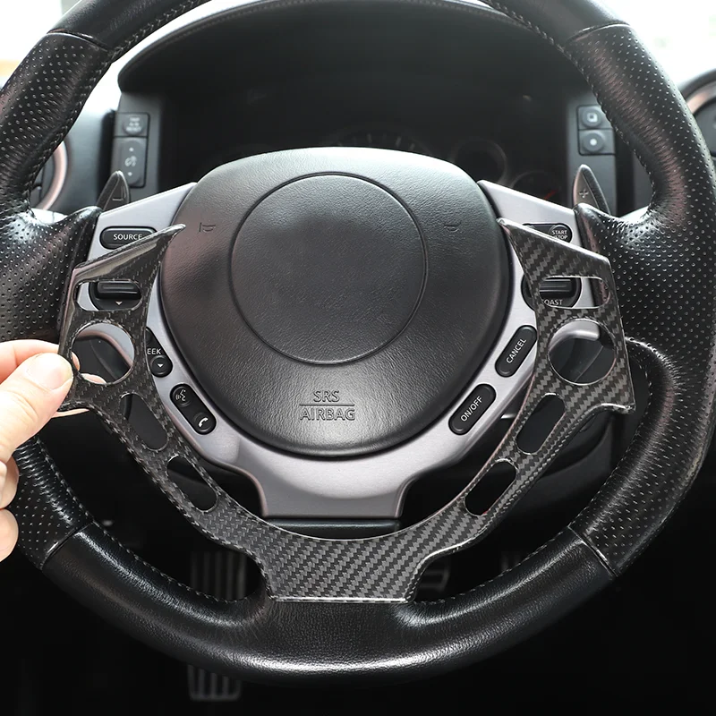 For 2008-2016 Nissan GTR R35 steering wheel button frame trim Car trim accessories Real carbon fibre steering wheel button frame