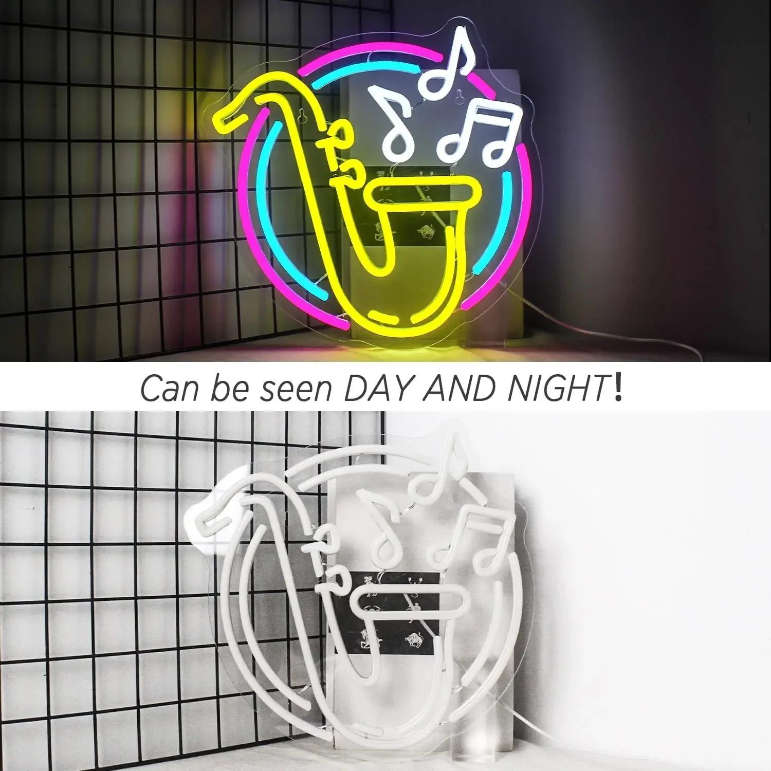 Неоновая вывеска-саксофон для настенного декора