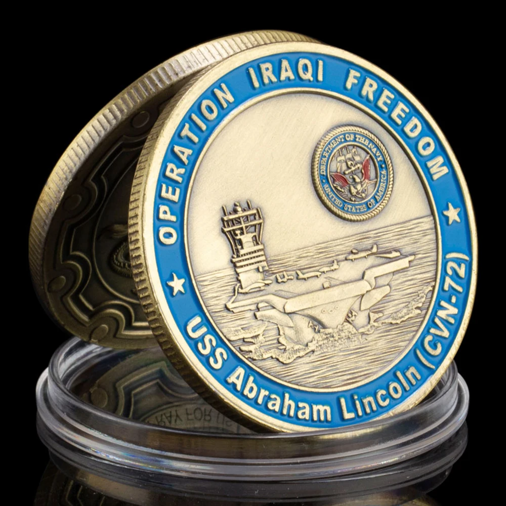 USA Ahraham Lincoln (CVN-72) Aircraft Carrier Souvenir Coin Bronze Plated Commemorative Challenge Coin Collection Gift For Men