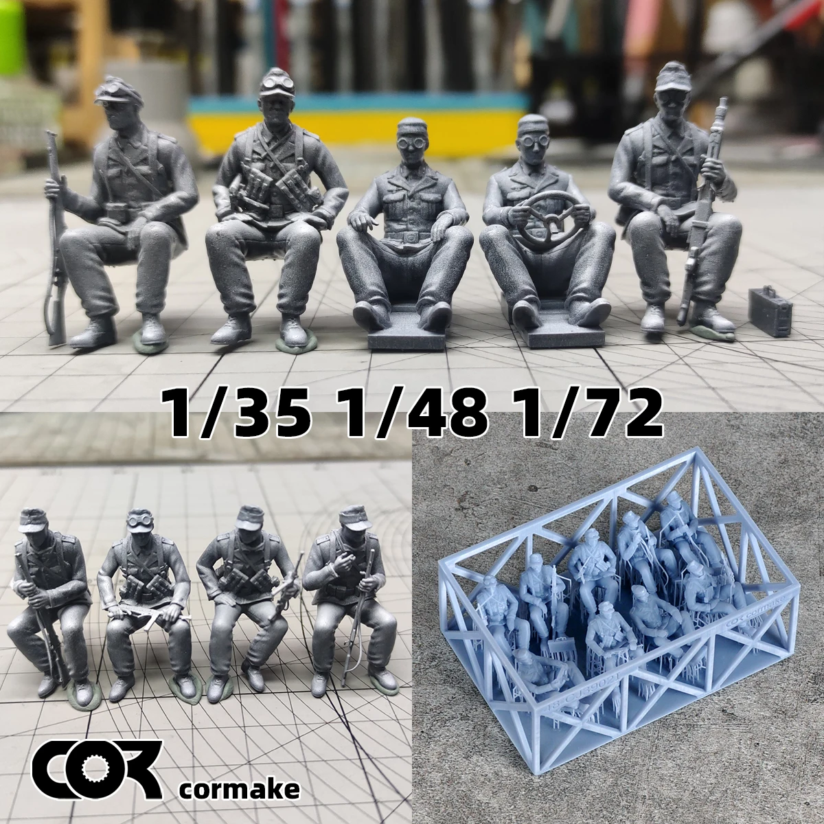 

Немецкие солдаты североафриканского контрактного отряда, ездящие на машинах, пластиковая сборная модель военной техники, масштаб 1/72, 1/35, 1/48