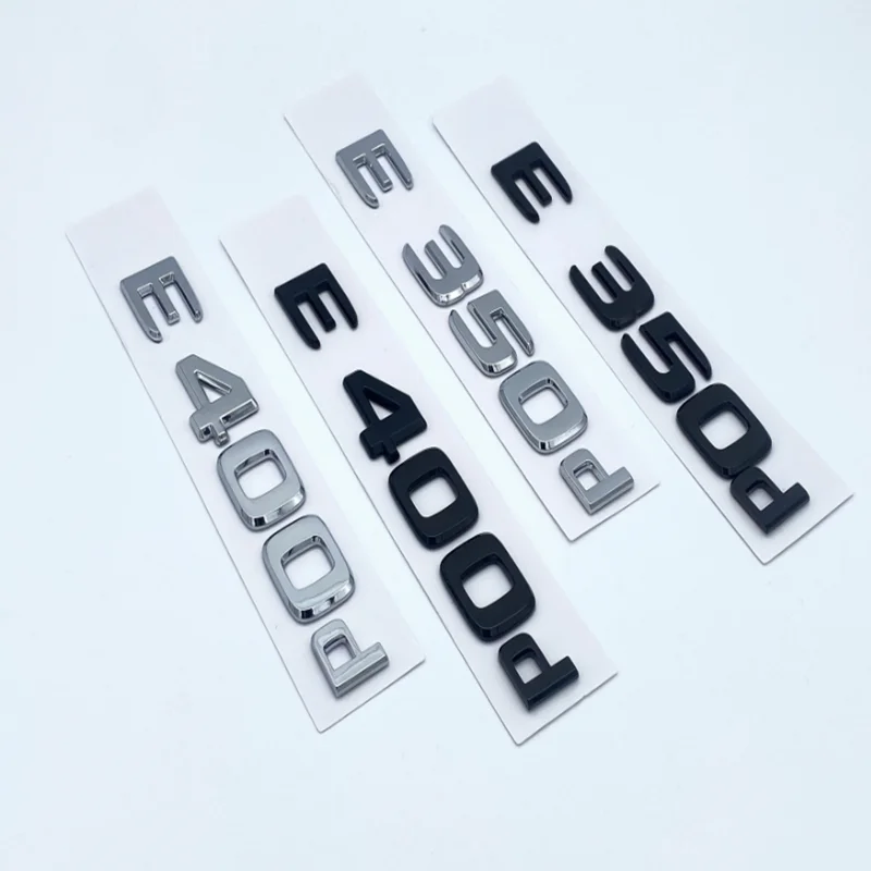 Black Silve Letters E200 E260 E300 E400 E220d E350e E300de 4Matic ABS Emblem for Mercedes Benz W213 Car Trunk Logo Sticker