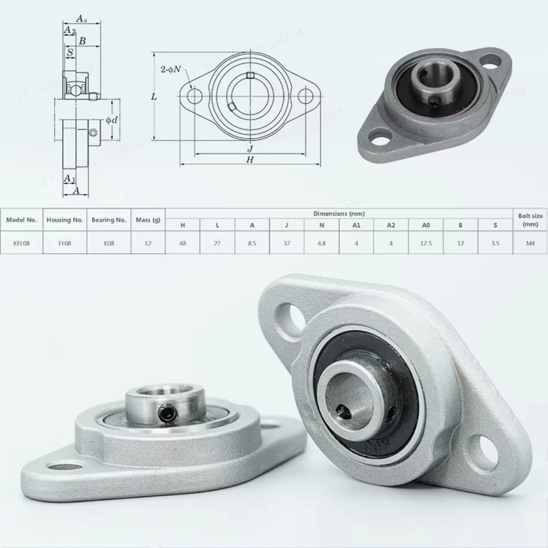 1 Piece KP KFL Bearing Shaft Diameter KP Zinc Alloy Pillow Block Bearings