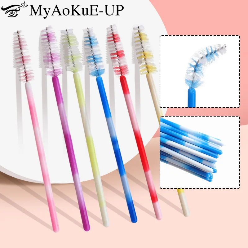 50pcs Colorful Eyelash Brush Makeup Brushes Eyebrow Lifting Microbrush Mascara Wands Lash Extension Supplies Cosmetics Tool