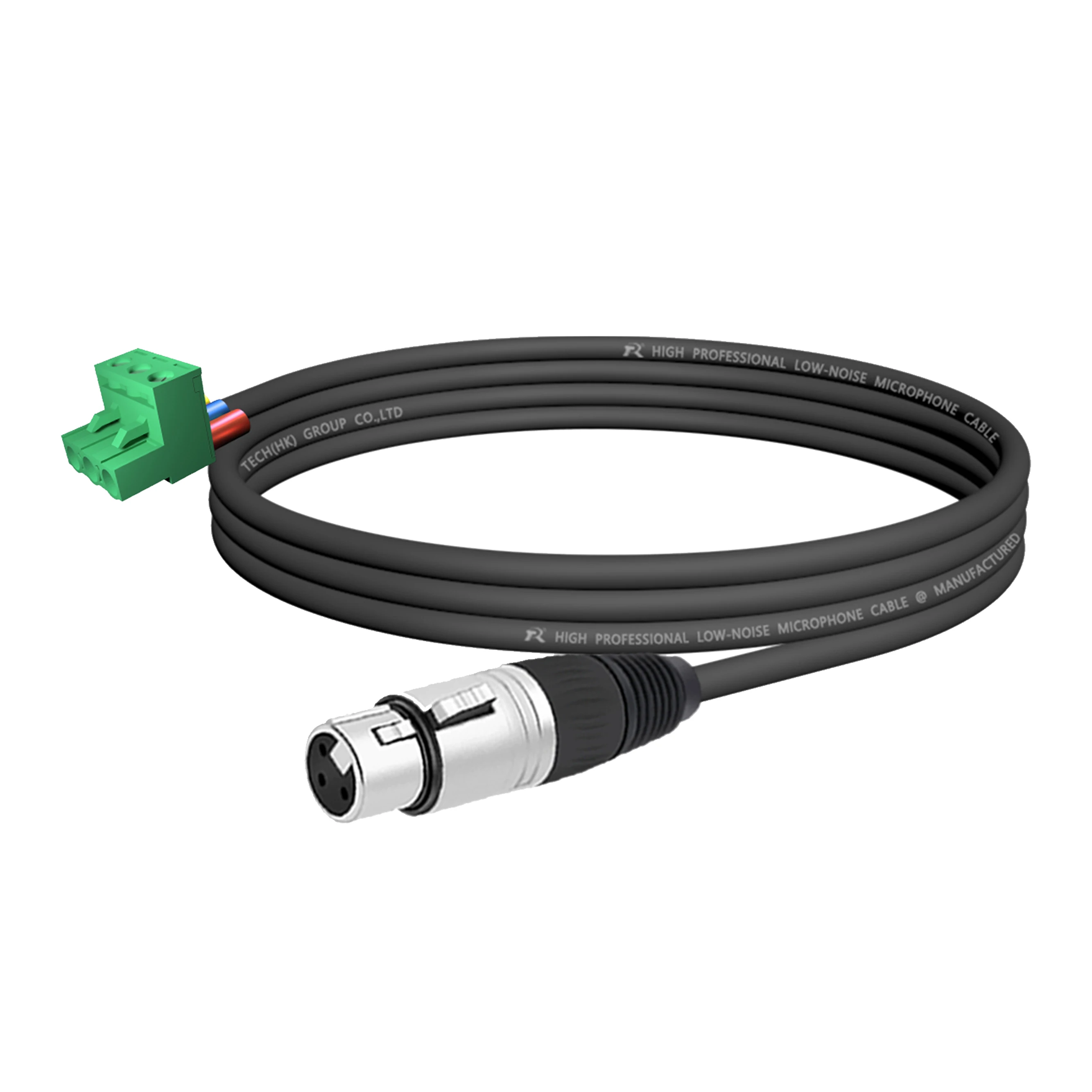 1 Stück Audiokabel für Lautsprecher, XLR 3P M/F zu Phoenix 3M NBKF/2EDG-5.08mm PCB-Schraubklemme, Silberner Anschluss und Schwarze Kabelummantelung – Detail 2