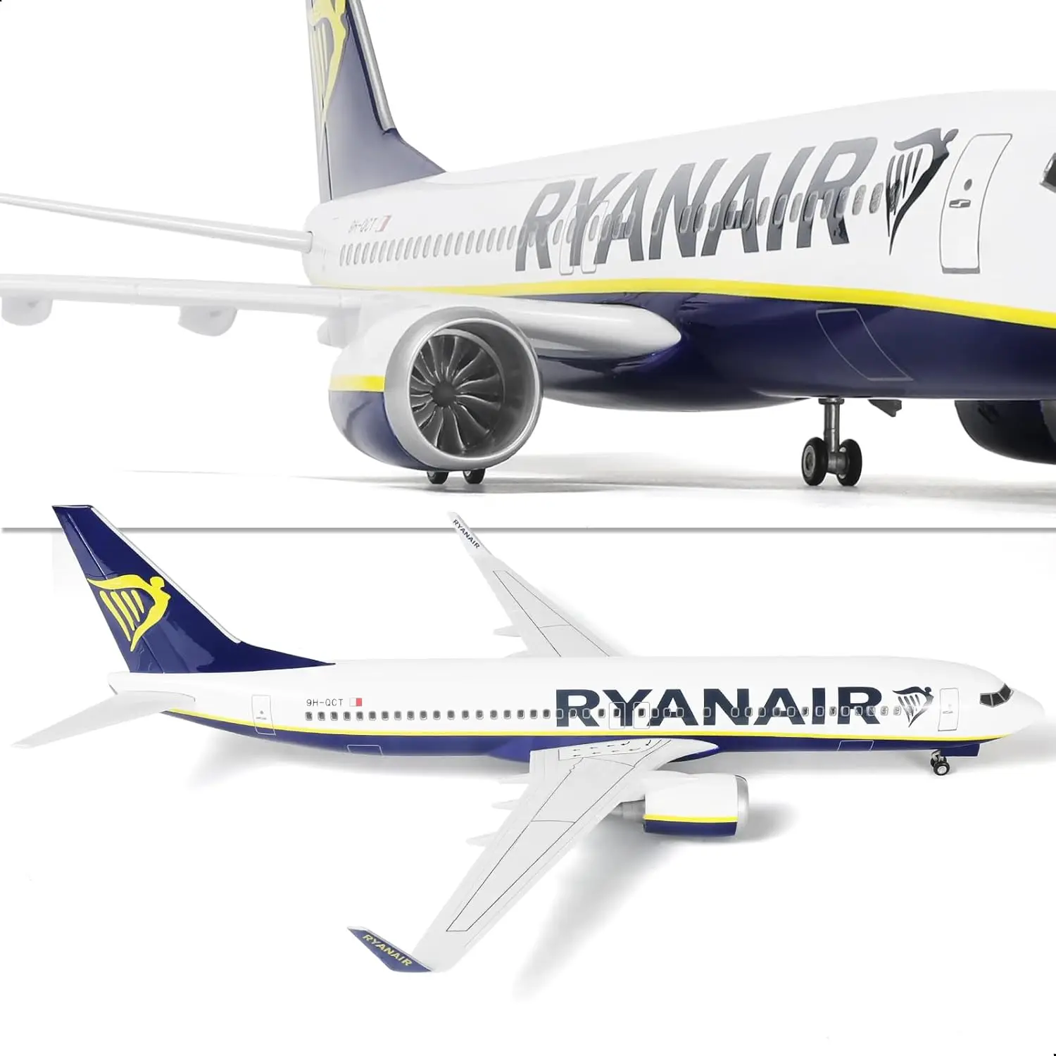 1:85 스케일 47cm 장난감 소년 어린이 737 항공기 모델 Ryanair Ireland B737-800 항공기 모델 Led가있는 다이 캐스팅 수지 항공기