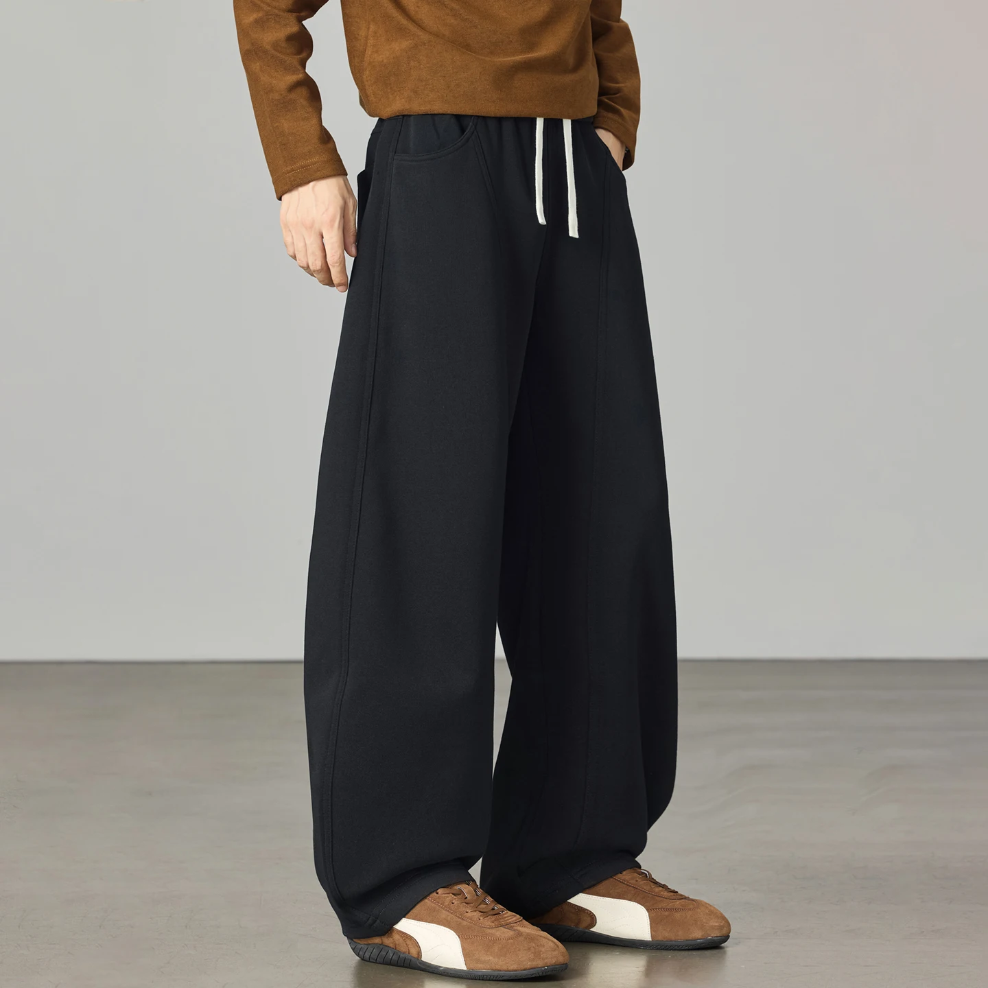 Man Cityboy Fashion Harem Trousers Cargo Pant Men Streetwear Sport Casual Wide Leg Arc 3D Loose Braces Pants Joggers Sweatpants