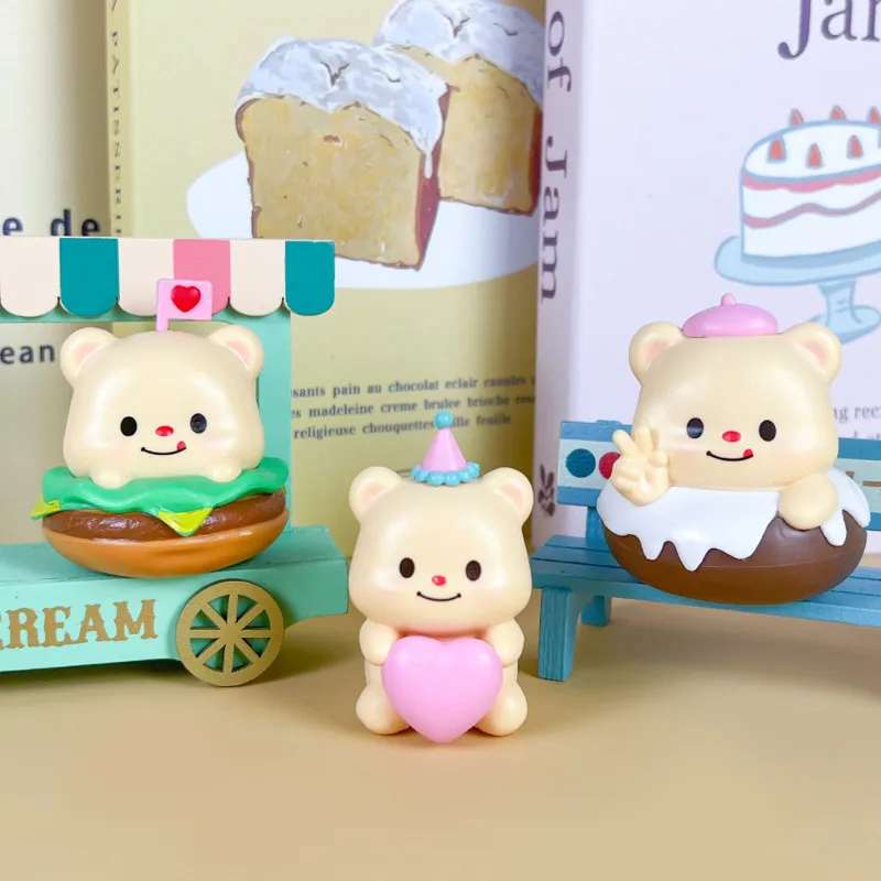 Boîte aveugle ours crémeux, jouet de collection mignon pour filles, décoration de bureau à domicile, cadeau d'anniversaire doux pour enfants