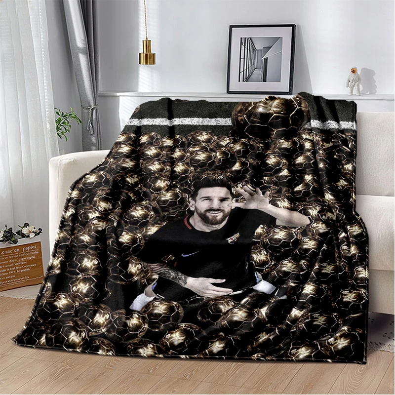 3D Goat Messi Football Sport Star Flannel Blanket Soft Warm Throw Blanket for Bedroom Living Room Bed Travel Camping Picnic Gift
