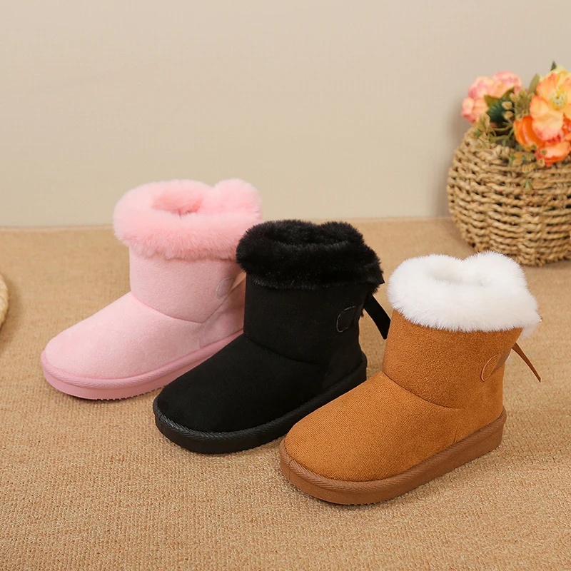 

2025Winter Plush Boots For Children Fur Thick Warm Boy's Girl's Snow Boots Anti-slippery Soft Warm Cotton Shoes For Kids Winter