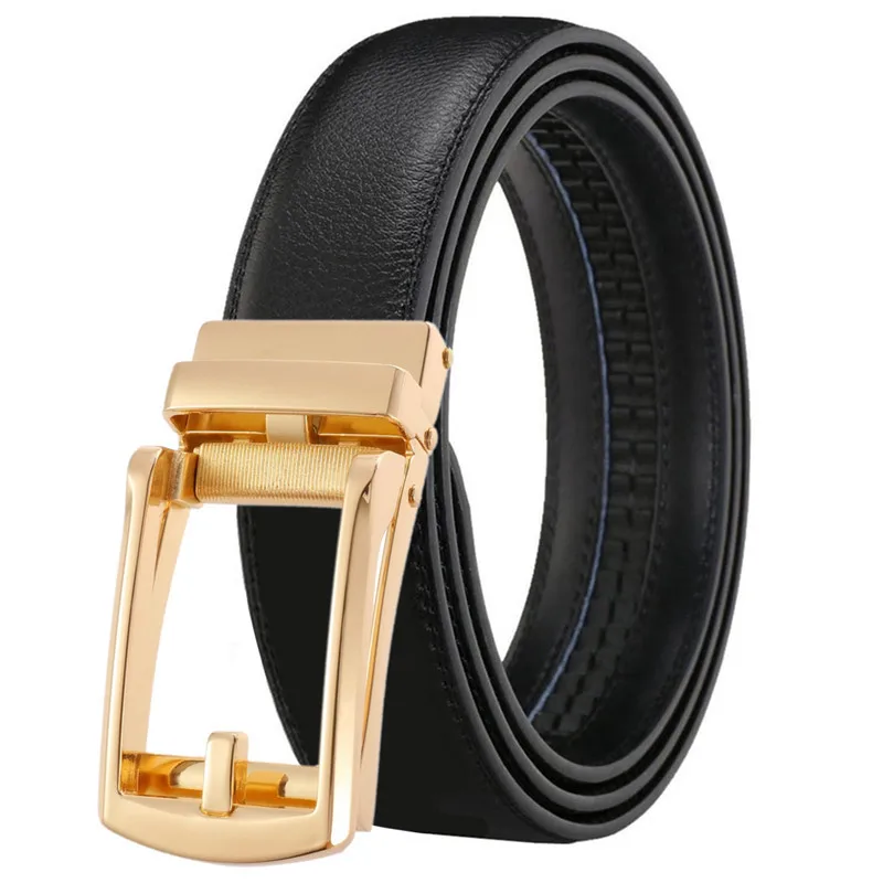 3,5 cm Herren-Gürtel, Automatischer Echtleder-Gürtel, Verstellbarer Leder-Ratschengürtel, Echter Designer-Ledergürtel – Detail 4