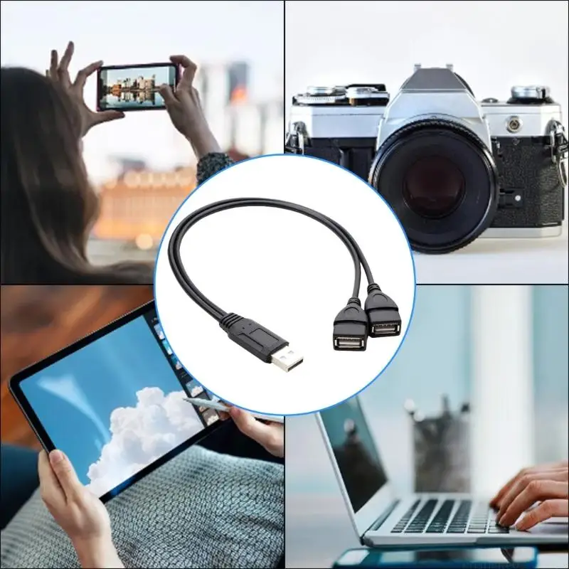 USB Y Splitter Cable for Charging 2 in 1 USB Male to 2 USB2.0 Female Cable