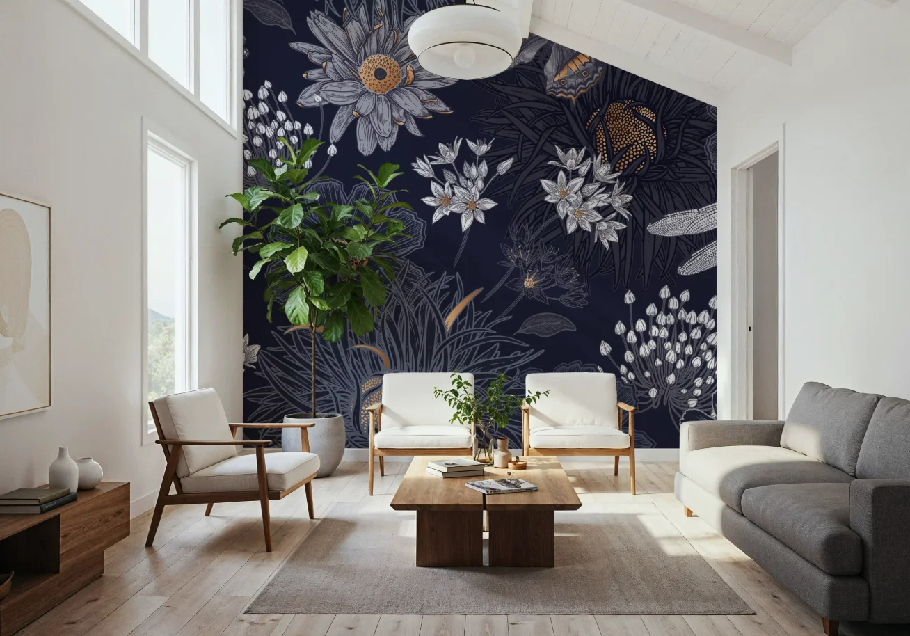 Maßgeschneiderte Tapete HD mit dunklem Hintergrund, Blumenwandbild, Heimdekoration, Wohnzimmer, Schlafzimmer, florale Wandverkleidung, 3D-Tapete