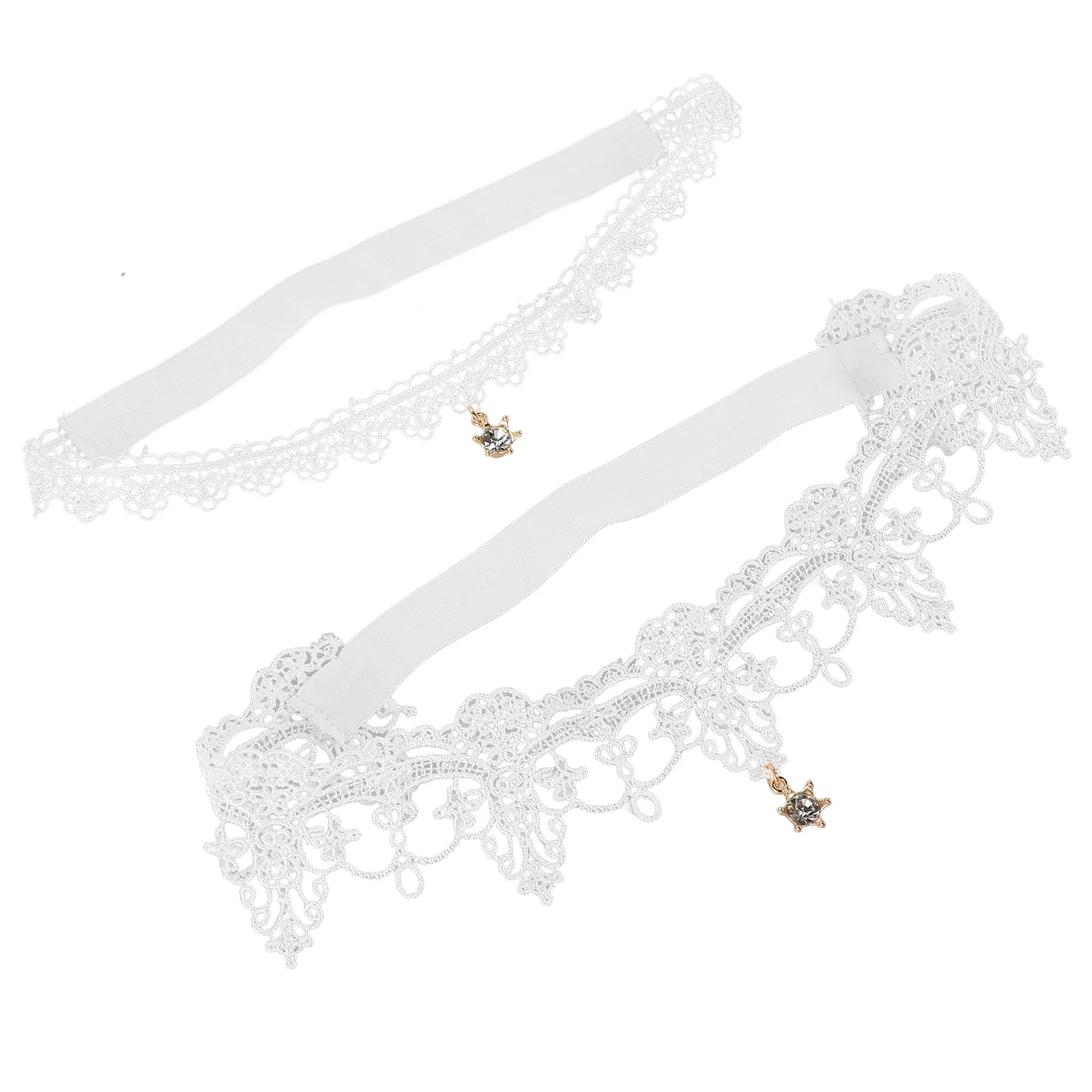 

2Pcs New Bridal Lace Rhinestone Garter Leg Bands Elegant Wedding Pendant for Bride Party Prom Accessories Lace Stockings