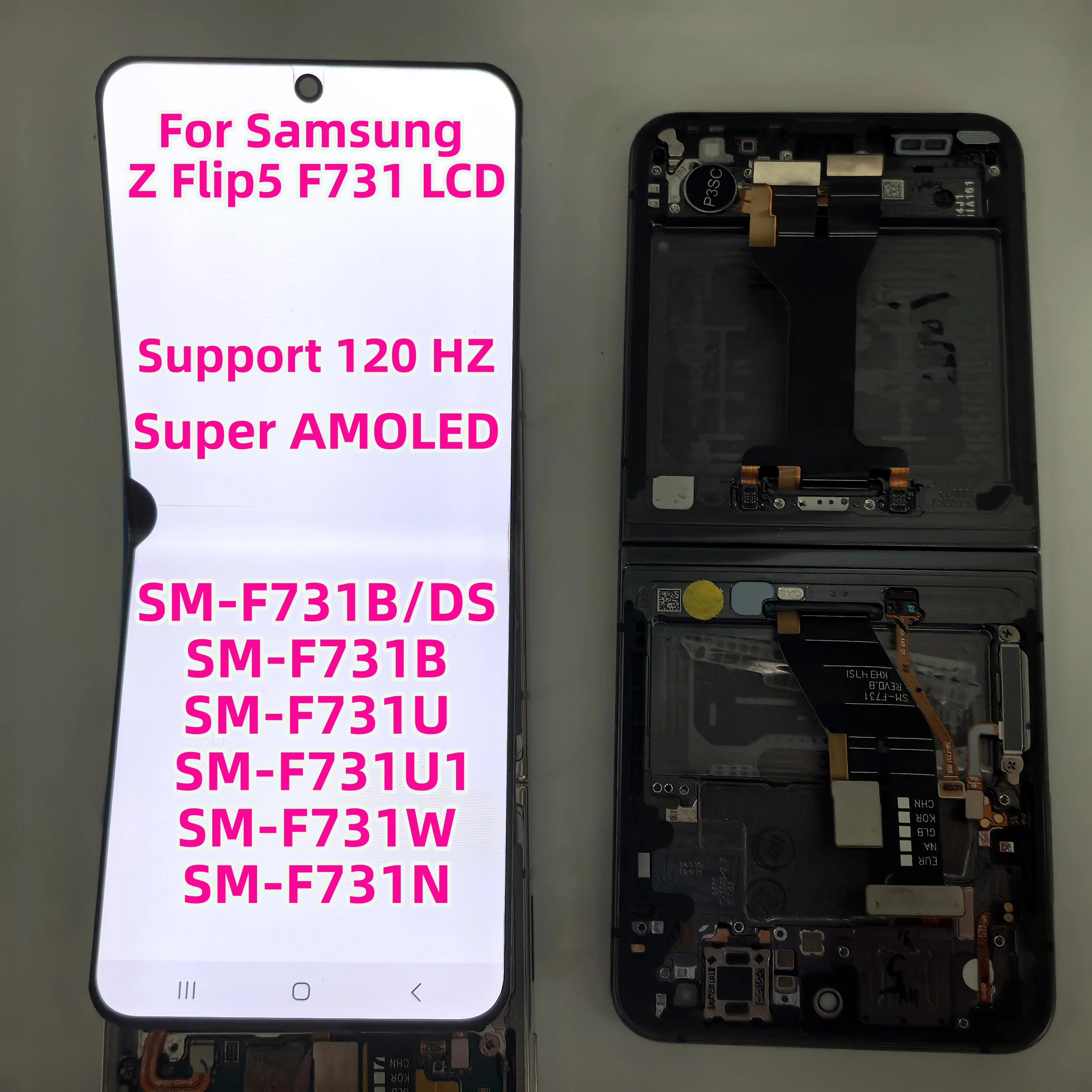 Дисплейный модуль Super AMOLED для Samsung Z Flip5 5G SM-F731B/DS SM-F731B SM-F731U SM-F731U1 SM-F731W SM-F731N (LCD и тачскрин в сборе)