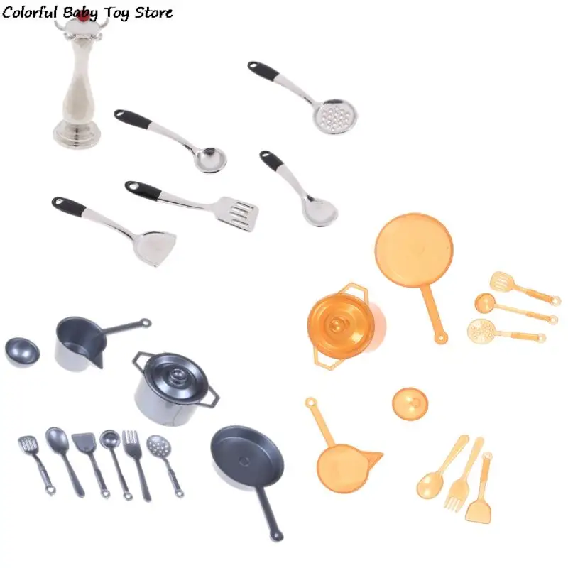 Doll house Miniature 1:12 Mini Metal pots and pans Mini Simulation Kitchen Decoration Miniature Silver Soup Pan