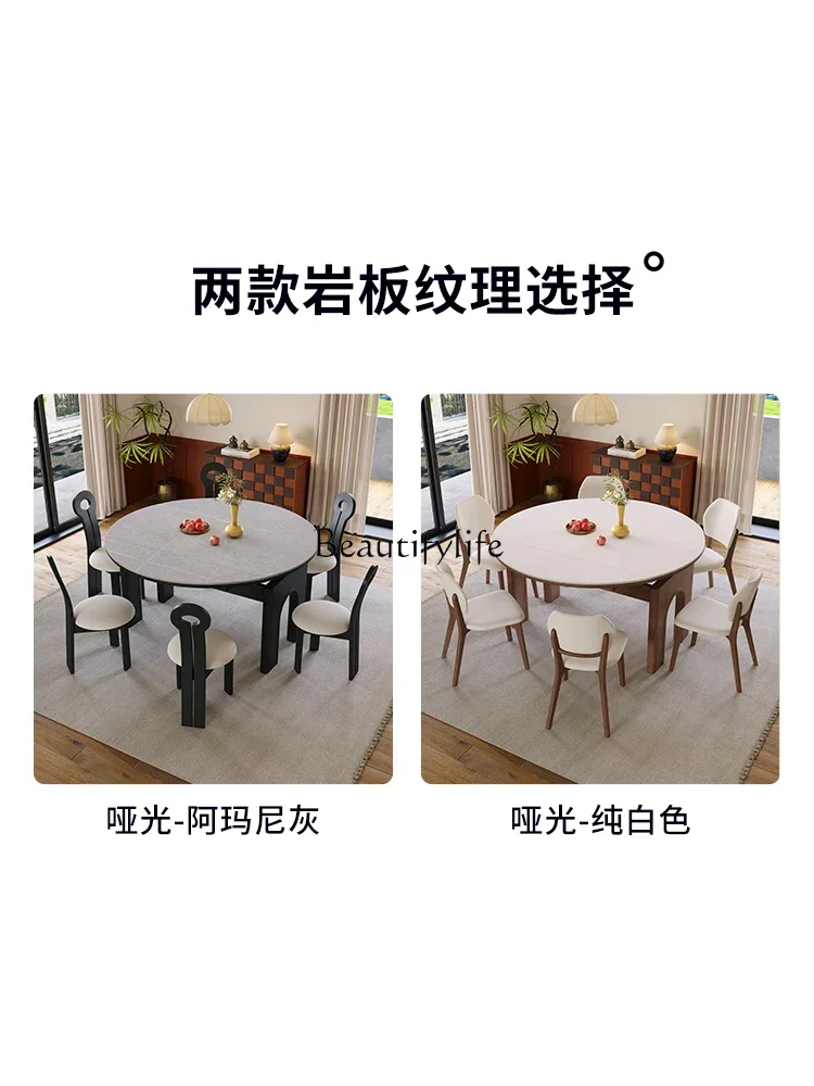 LSolid wood rock slab dining table and chair combination modern simple small apartment, square and round