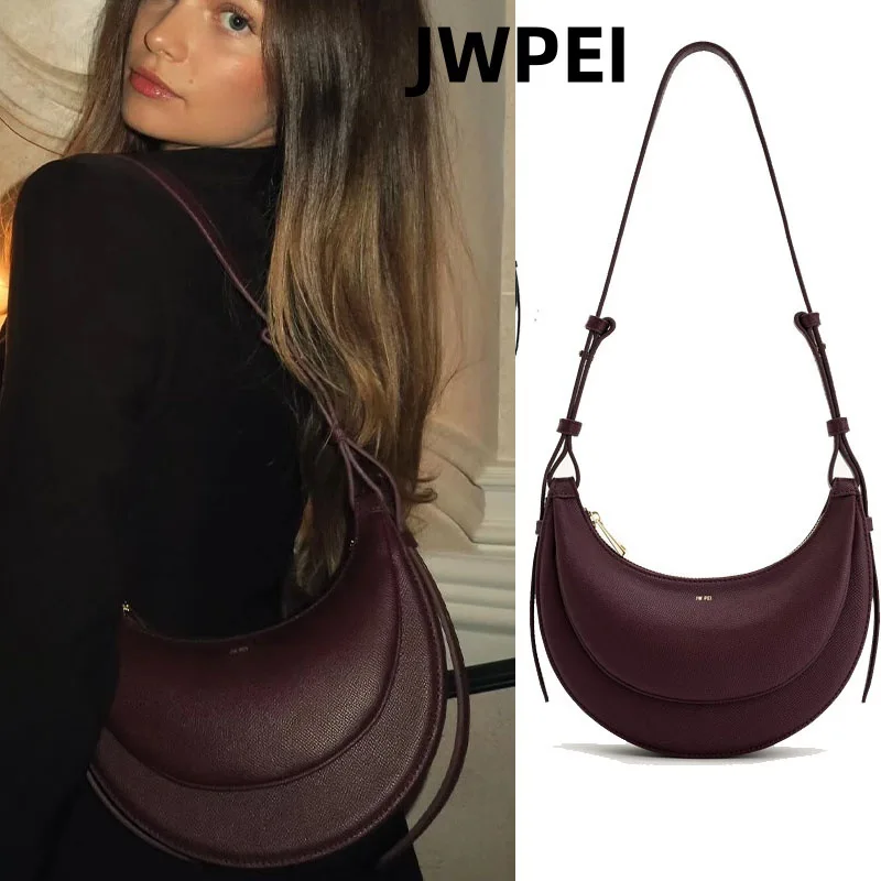 JW PEI crescent shaped  armpit bag shoulder  niche design saddle bag commuting crossbody cross-border half month bag
