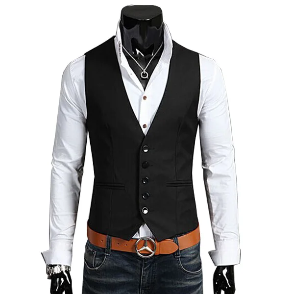 2018 New Arrival  Cotton Suit Vest Men  Fashion Slim Fitness Men\'s Waistcoat  Blazer Tops Dress Vests For Men