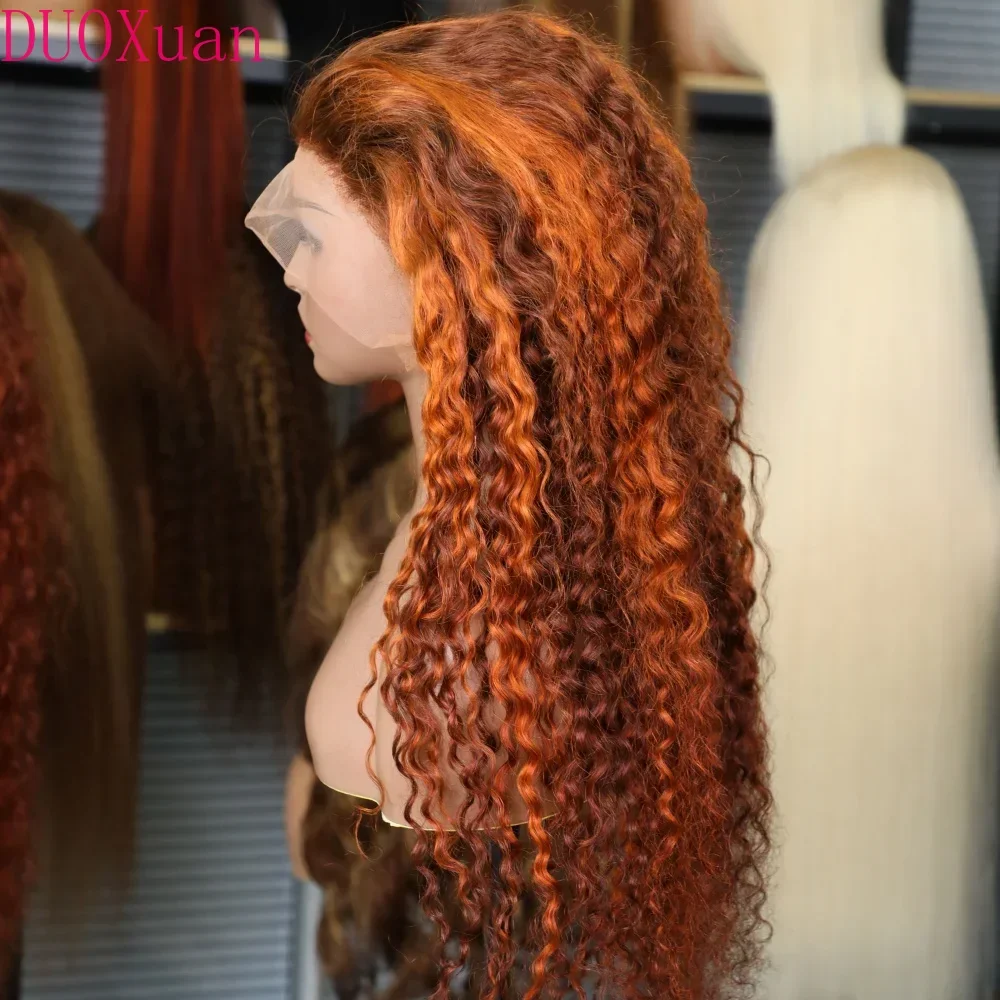 DUOXUAN 4/350 Ombre Highlightวิกผมผมมนุษย์สีส้มขิงWater Wave 13X6 HDวิกผมลูกไม้ด้านหน้าด้านหน้าบราซิลผมยาว 20 30 นิ้ว
