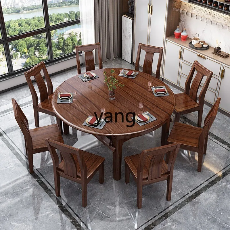 LMM new Chinese-style purple gold sandalwood all-solid wood dining table and chair combination is simple and modern