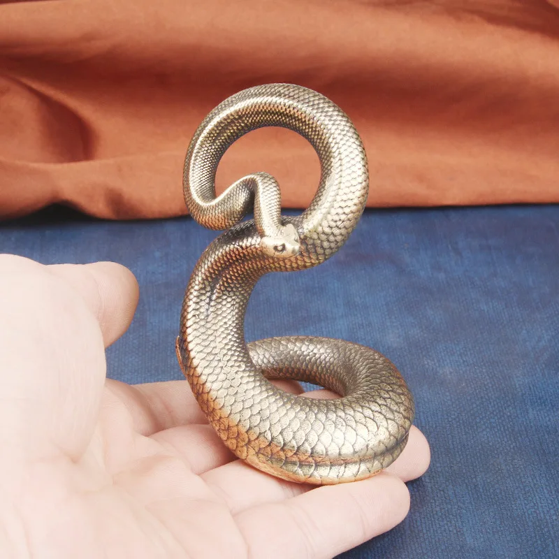 الجنية الصغيرة/الرجعية النقي الصلبة النحاس الأفعى الإبداعية المنزل الحلي المعدنية نماذج للحيوانات الحلي حديقة المنزل الديكور الحرف #4