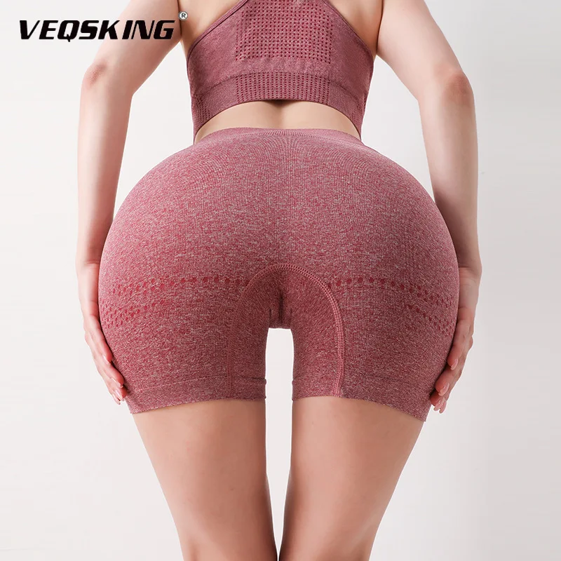 

VEQKING Женские шорты для йоги — быстросохнущие бесшовные спортивные шорты с защитой от воздействия, подходят для занятий йогой, бегом и занятий в тренажерном зале