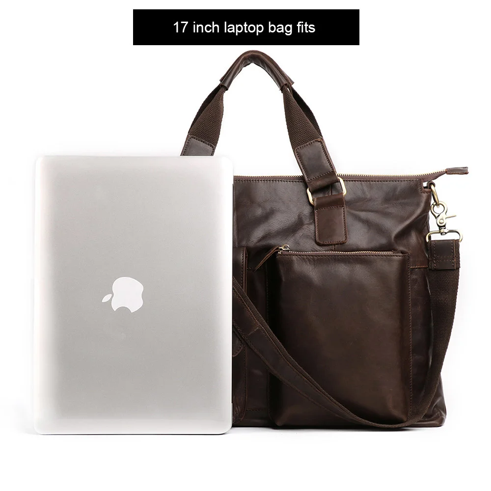 17 Laptop inch Bag Men Genuine Leather Handbags Large Real Messenger Shoulder Business Travel A4 Office