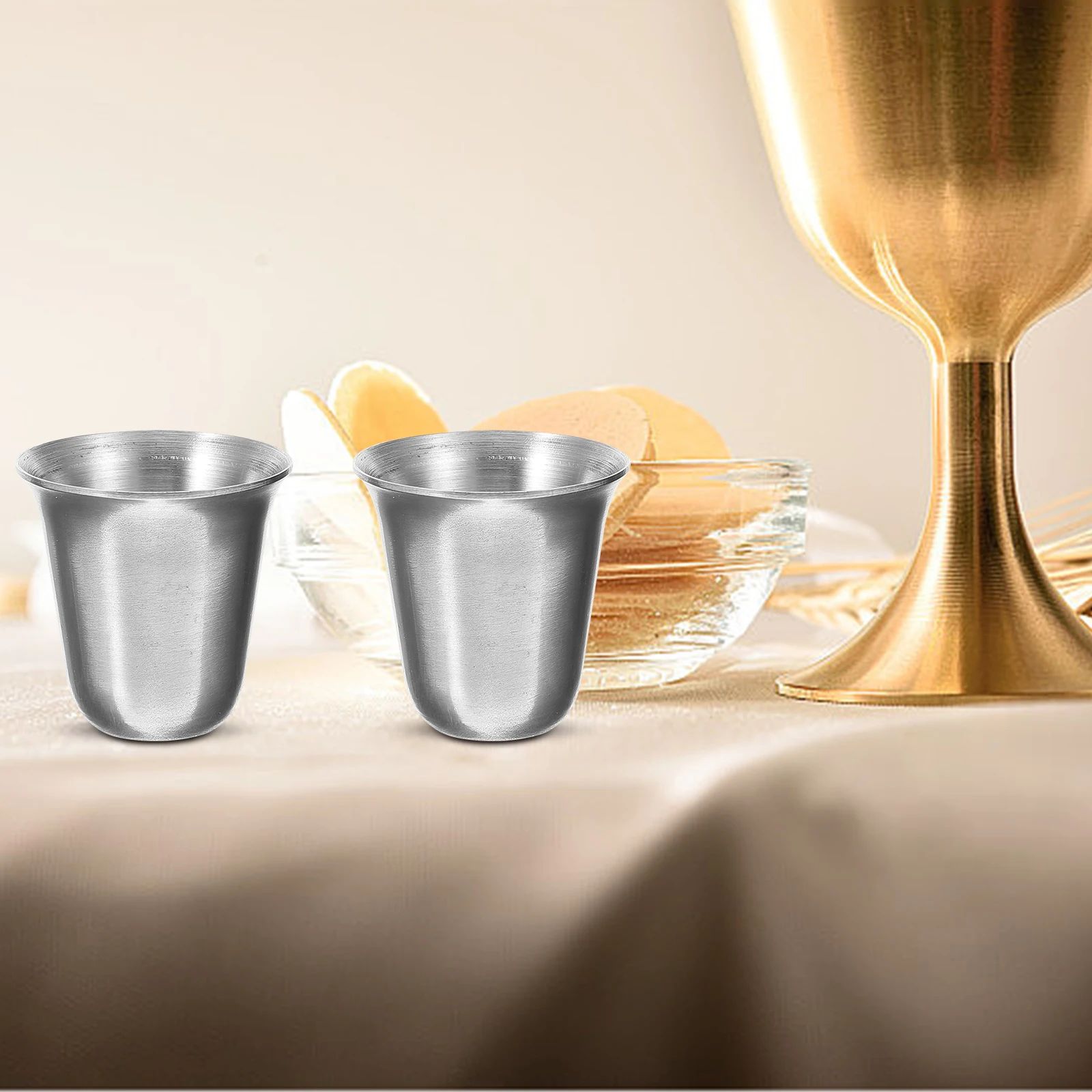 

10 Pcs Stainless Steel Communion Cups Stackable Portable Religious Drinking Mugs Silver Color 304 Material Church Use