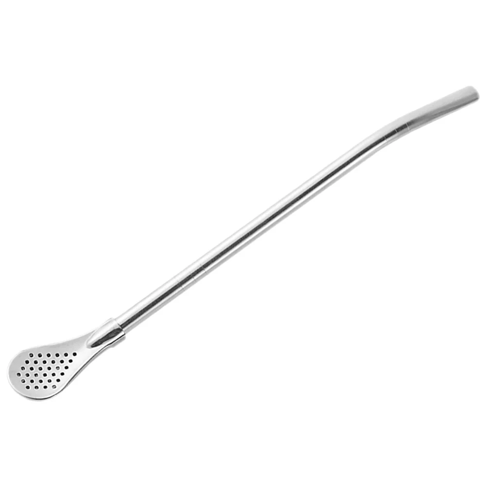 

1pc Stainless Steel Straw Spoon 2-In-1 Filter Stirrer Detachable Reusable Mixing Spoon For Home Coffee Shop Kitchen Bar Supply
