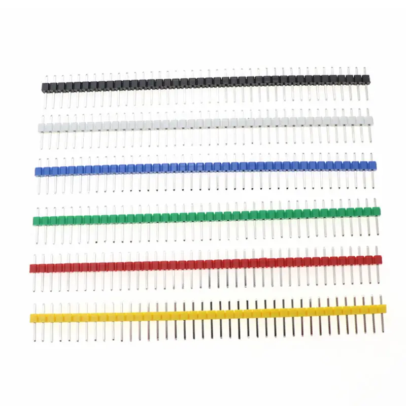 10pcs 40 Pin 1x40 Single Row Male 2.54 Breakable Pin Header Connector Strip White/Black/Red/Blue/Green/Yellow