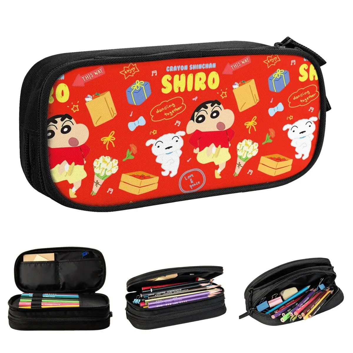 

Crayon Shin-chan Pencil Case Cute Anime Manga Pencilcases Pen Holder Big Capacity Pencil Bags Students School Zipper Stationery