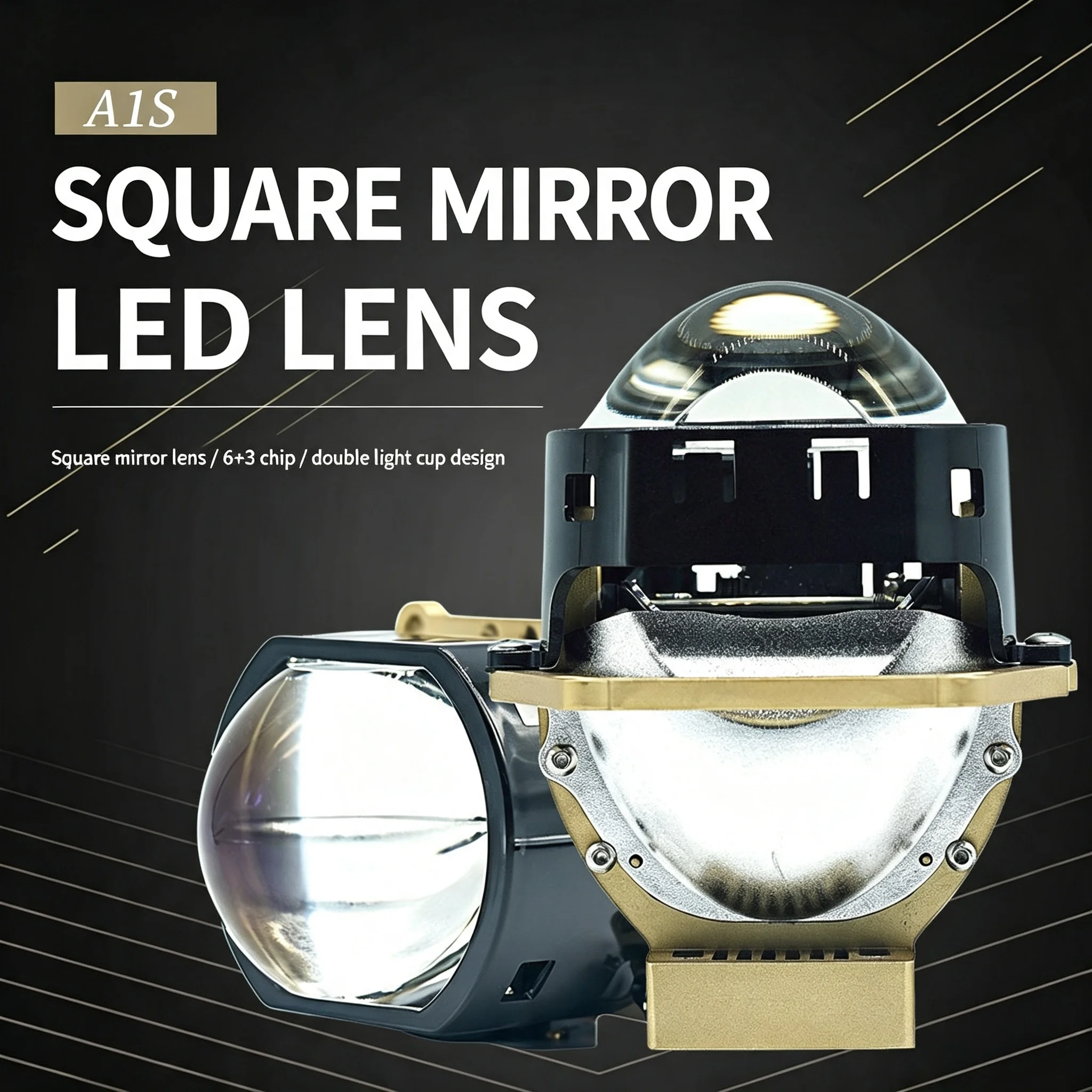 NXY 3 Inch Short Square Mirror Lens Bi LED Projector Headlight Super Bright Hi Lo Beam Car Retrofit LED Lamp Upgrade Light 2