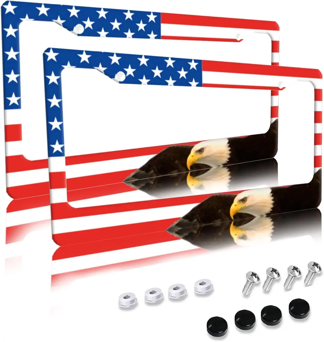 Porta targa con motivo bandiera americana, confezione da 2, porta targa con 2 fori, porta targa per auto, per donne, uomini, veicoli statunitensi