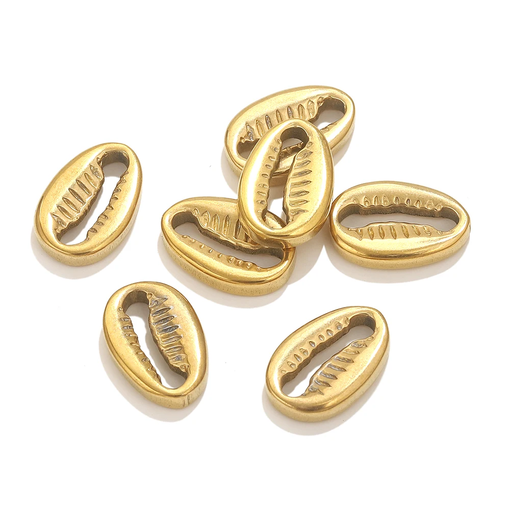 5pcs Stainless Steel Gold Plated Shell Connectors Charms For Jewelry Making DIY Necklace Earring Jewelry Findings Accessories