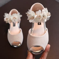 Scarpe da ragazza con strass e fiori, tacco basso, fiore, abito da festa di nozze, scarpe con pompa, scarpe da principessa per bambini