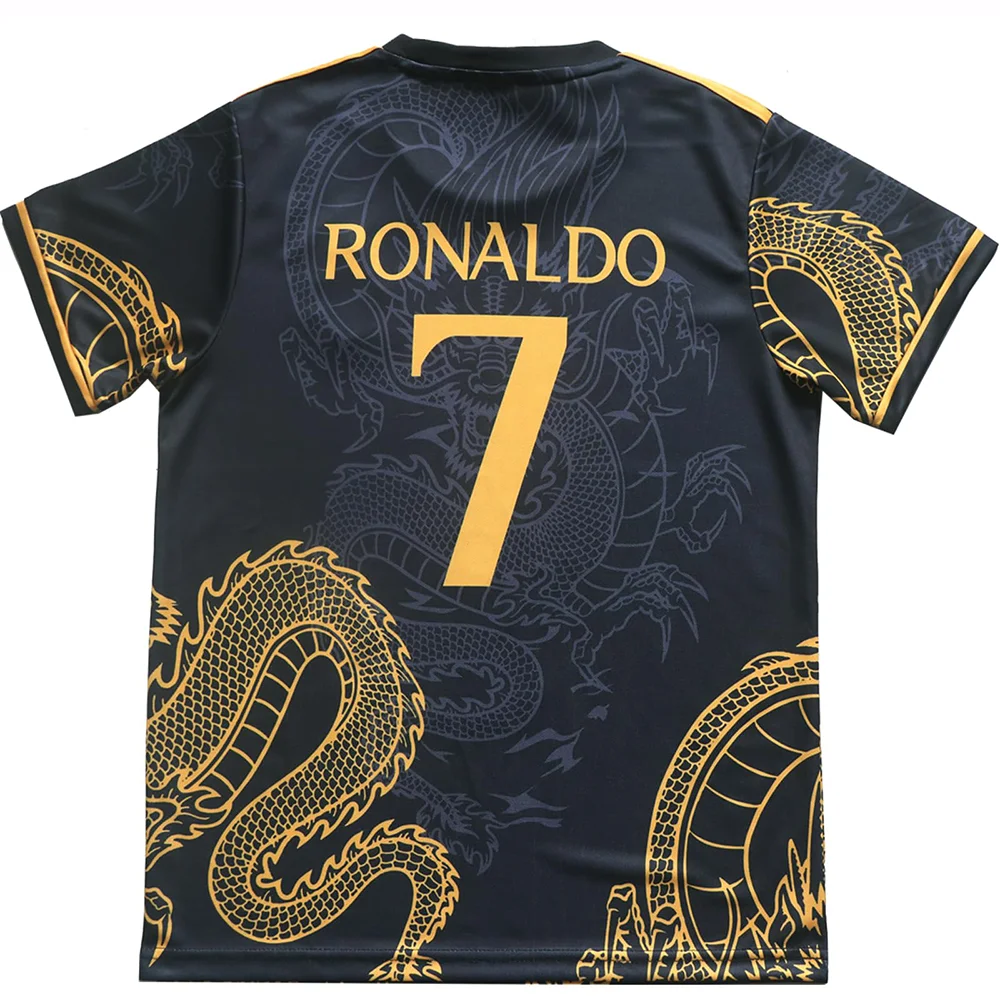 New 24/25 C Ronaldo Fans Football Jersey T-shirt Mens Football Sports T-shirt Boys Dragon Pattern Football Training Suit Tshirt