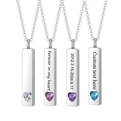 Urn Necklaces Holder for Ashes Stainless Steel Heart Crystal Bar Pendant Necklace Cube Memorial Ashes Cremation Jewelry Dropship