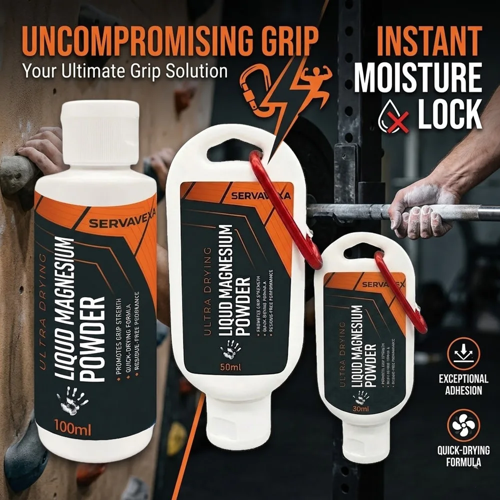 SERVAVEXA Schnelltrocknende Flüssigkreide 100ml/50ml/30ml Rutschfestes Magnesiumpulver für Fitness Gewichtheben Klettern Grip