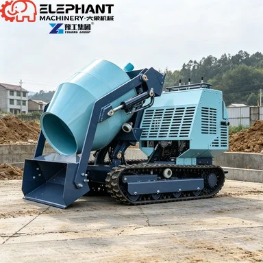 Electric Crawler Mini Concrete Mixer Narrow Passage Adaptable Farm Construction Work