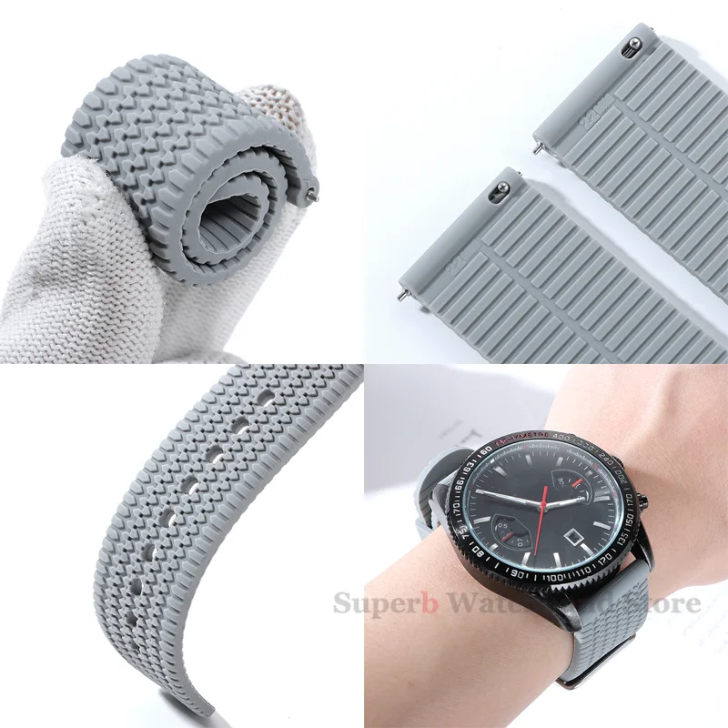 สายนาฬิกาซิลิโคนอ่อนนุ่มสําหรับ Samsung Galaxy 18 มม.20 มม.22 มม.24 มม.สร้อยข้อมือกีฬาสําหรับ smartwatch ผู้ชายอุปกรณ์เสริม