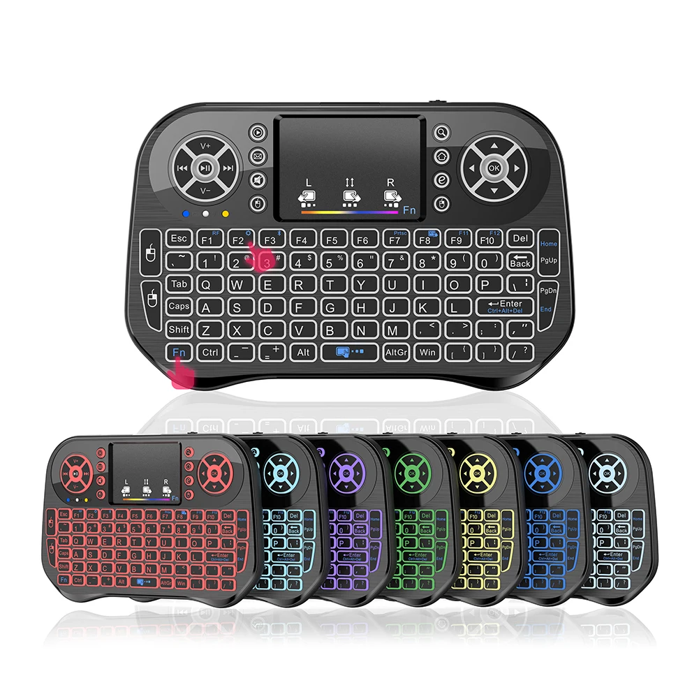 

I10 Mini Bluetooth Keyboard 2.4G Dual Mode Wireless Air Mouse 7 Colors Backlight Touchpad Remote Control for Windows Android TV
