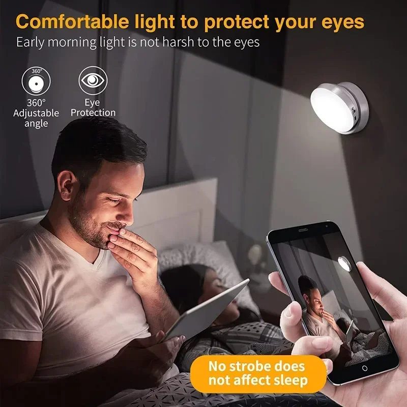 2025 Wireless Round Motion LED Night Light USB Charging Cabinet Night Lamp Bedside Table For Bedroom Home Closet Sensor Lights