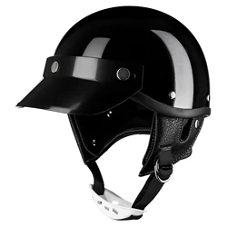 Erkekler için Retro motosiklet kaskları Vintage Moto yarım kask Unisex lokomotif motosiklet sertifikalı emniyet kapağı