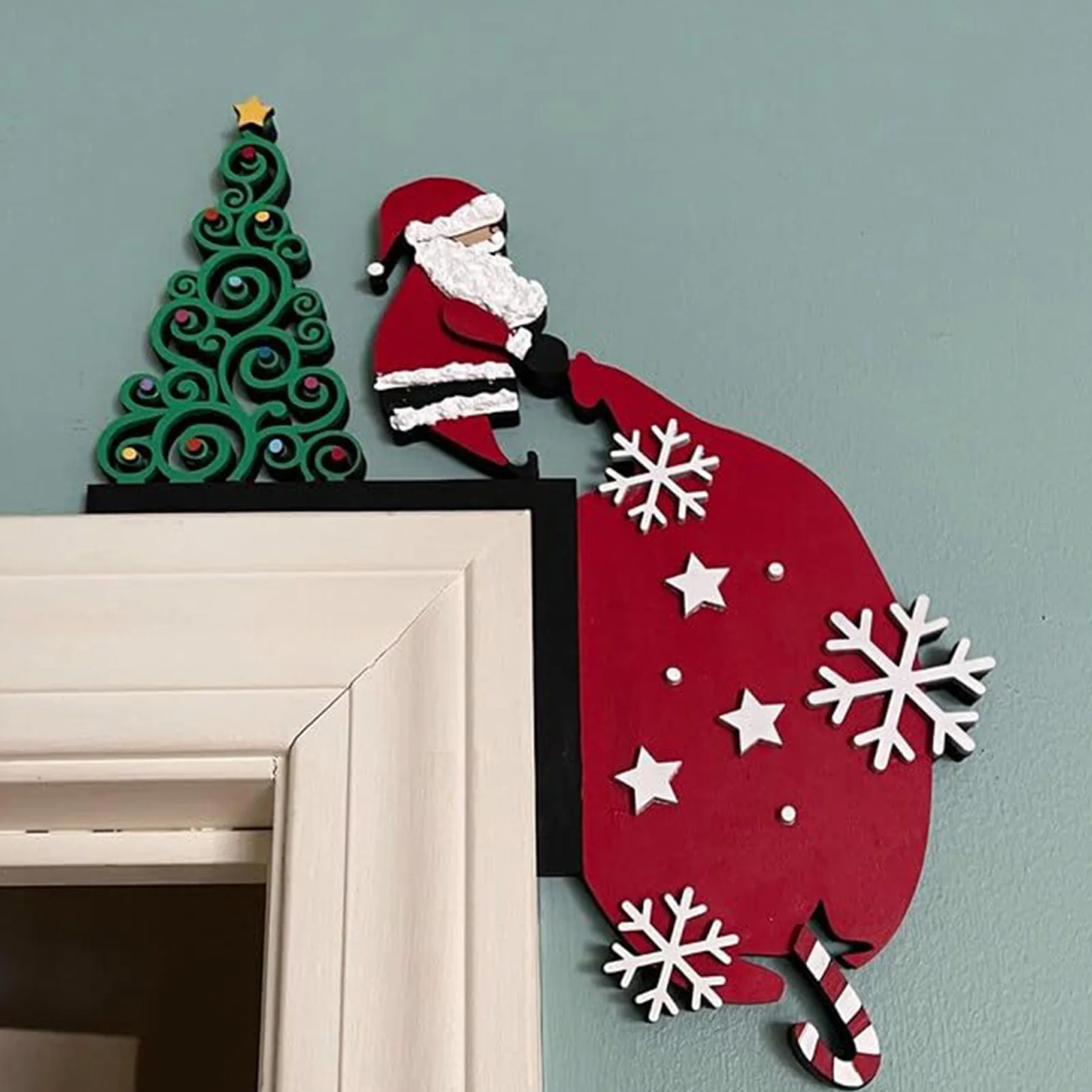 Santa Claus Door Sign Decor Festival Windows Walls DIY Craft Interior Decor for Doors Walls Cabinets Windows