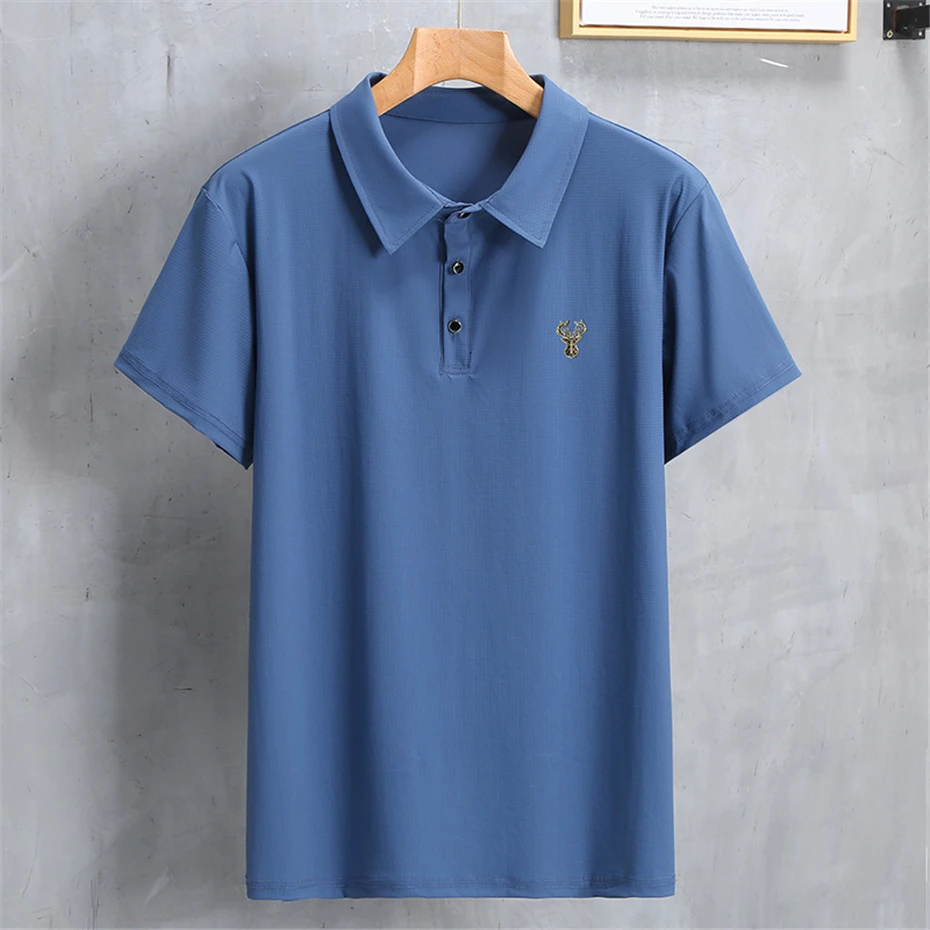 10 XL 11XL Plus Size Polo Shirt Summer Short Sleeve Polo Shirts Men Fashion Casual Deer Pattern Shirts Male Summer Tops 10XL