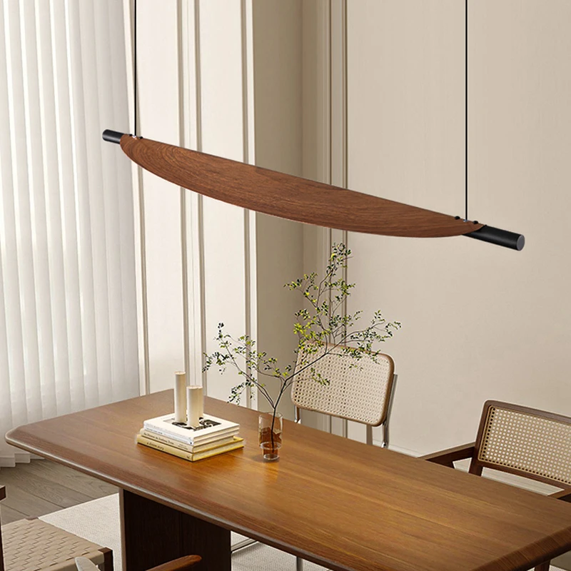 Wabi-Sabi نمط فريد الشكل خشب الجوز الأسود قلادة أضواء لغرفة الطعام غرفة نوم دراسة مكتب المنزل أضواء الثريا