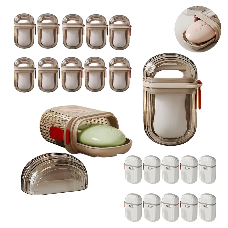1-20PCS Leakproof Soap Case Portable Travel Plastic Container Dish Drain Cover Compact Soap Holder Camping Toiletry Accessory